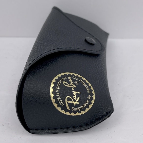 RAY-BAN FAUX PEBBLED LEATHER BLACK GLASSES CASE, UNISEX, BUTTON CLOSURE - Picture 4 of 12